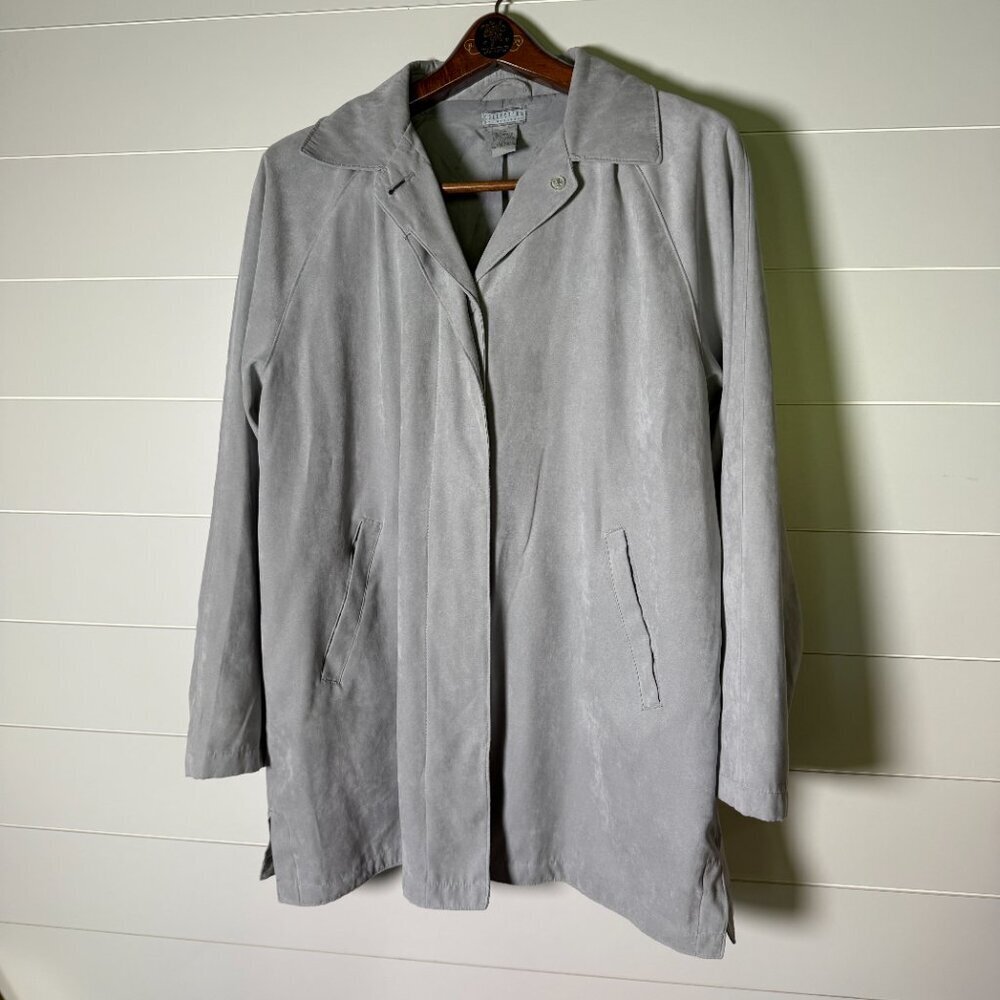 Collection Light Gray Sueded Material Hidden Button Jacket Size Large